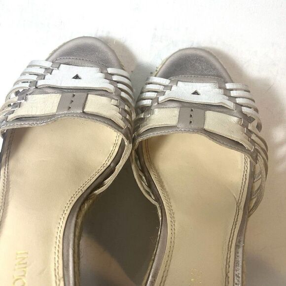 Enzo Angiolini Platform Wedges Ankle Strap Open Toe Sandals Metallic Womens 8.5M - Picture 8 of 14